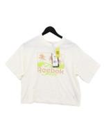 Reebok Women's T-Shirt XS Cream Cotton with Elastane Basic New with tags