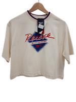 REEBOK Ladies UK S Light Cream/Red Retro Style Cropped Top New With Defects
