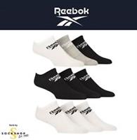 Reebok Trainer Socks- Mens & Womens 'Core' Cotton 3 Pairs Size Range of 2.5-12.5 - 8.5-10 UK Regular