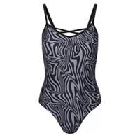 Reebok Ladies 1 Piece Swimsuit in Black Animal Print Size Small UK10 - S Regular