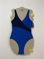 Reebok ladies blue / navy panel swimming costume / One piece - Size UK 10 / S - S Regular