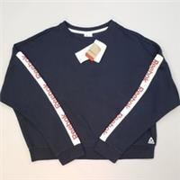 Reebok Sweatshirt XL Blue Cropped Tape Loose Relaxed Fleece Pullover Womens