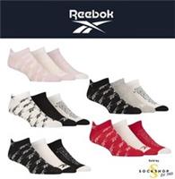 Trainer Socks Reebok - Unisex Mens Womens 'Essentials' Patterned Cotton 3 Pairs - 6.5-8 UK Regular