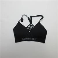 Reebok Womens Sports Bra Black Sz M Strappy Criss Cross Back Activewear
