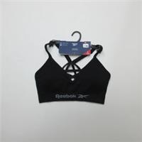 Reebok Womens Seamless Sports Bra M Black Removable Pads Criss Cross NWT - M Regular