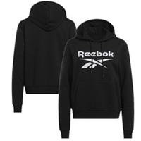 Reebok Women's Training Hoodie Black Logo Graphic Top - New - L Regular