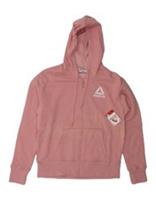 REEBOK Mens Zip Hoodie Sweater Small Pink Cotton CY11 - S Regular