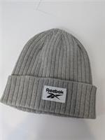 Reebok Beanie Hat Grey Ribbed Cuffed Logo Patch One Size Unisex
