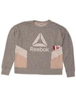 Reebok Womens Graphic Sweatshirt Jumper UK 14 Medium Grey Colourblock BM03 - M Regular