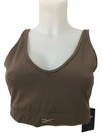 Reebok Women's Sports Bra Size L Brown Stretch Wicking V-Neck Dreamblend New - L Regular