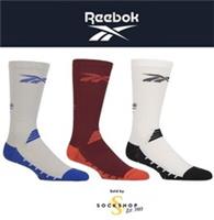 Technical Fitness Crew Socks Recycled Reebok Mens Womens Grey/Red/White - 1 Pair - 2.5-3.5 UK Regular