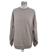 Reebok Women's Lux Oversized Sweatshirt Ash Beige Embroidered Logo Crew Neck New - M Regular