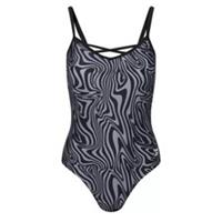 Reebok Ladies 1 Piece Swimsuit in Black Animal Print Size Small UK10 - S Regular