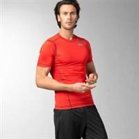Mens Reebok Work Out Ready Short Sleeve Compression T Shirt Motor Red NEW AP5696