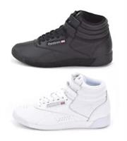 Reebok Freestyle Hi Womens Classic Trainers Hi-Top Sneakers Black or White