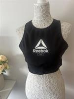 Reebok Crop Top Training Bra Black Logo To Chest Size XL 20-22 - XL Regular