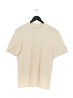 Reebok Men's T-Shirt S Cream Cotton with Elastane Crew Neck Basic New with tags