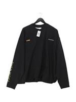 Reebok Men's Hoodie L Black Graphic Cotton with Elastane Pullover New with tags
