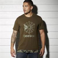 Mens Reebok Classic F Layered T Shirt Green Camouflage NEW - BK5008 - Small