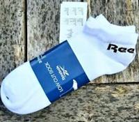 3 PAIRS LARGE 8.5-10 43-45 REEBOK White Cotton LOW CUT Trainer SOCKS Tags Reeb - UK 8.5-10 , 43-45 Regular