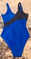 Reebok Women One Piece Swimsuit Size M Blue Black Boning Beach Vacation Swim - M Regular