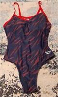 Reebok Women One Piece Swimsuit Size M Blue Red Boning Beach Vacation Swim - M Regular