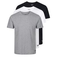 REEBOK Mens Black White Grey Performance Cotton Crew Neck T-Shirts 3 Pack Large - L Regular