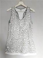 Reebok Play Dry Long Vest Top Size L White Green Fitted Bra Racer Back NWT - L Regular