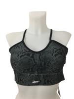 Reebok Women's Sports Bra Size L Grey Animal Print Padded Cut Out ID Train New - L Regular