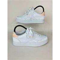 Reebok Women's Court Advance Bold Trainers White Peach Size UK 4 Brand New S0046