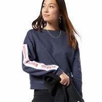 Reebok Womens Sweatshirt Small Navy Linear Logo Crew Heritage 10 UK - S Regular