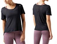 Reebok Women's Black Activchill Slub T-Shirt Size UK Large 36 - 37" Chest - UK Large 36 - 37" chest Regular