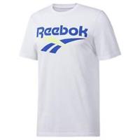 REEBOK MEN'S VECTOR LOGO T-SHIRT TEE WHITE RETRO VINTAGE CREW NECK SUMMER NEW - XS Regular