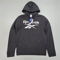 Reebok Mens Hoodie Black Medium Big Logo Fleece Pullover Top - M Regular
