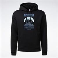 REEBOK Men's Hooded Sweatshirt Camping Graphic Hoodie Black Size UK Large NEW - L Regular