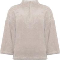 Reebok Women's Cream Borg Myt Cozy 1/4 Zip SweatRRP 43 SIZE-Medium