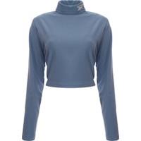 Reebok Womens Blue Pastel High Neck Crop Top RRP£28 Size:X-Large