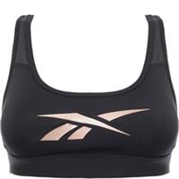 Reebok Womens Logo Mesh-Back Black Sports Bra Gym Vest RRP£35 Size:X-Small