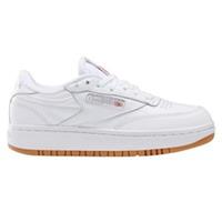 REEBOK WOMEN'S CLUB C DOUBLE TRAINERS SHOES SNEAKERS WHITE CHUNKY PLATFORM RETRO