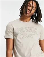 REEBOK Vintage Logo Short Sleeve T-Shirt Mens Size UK XS Beige NEW