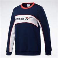 REEBOK Classics Womens Linear Crew Fleece Jumper Navy Ladies Size UK XS 4-6 NEW - XS Petites