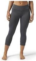 REEBOK LUX 3/4 Gym Leggings Womens Size UK XS 4-6 Grey Heather NEW
