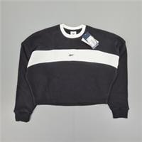 Reebok Womens Sweatshirt Black XS 4- 6 UK Long Sleeves Cropped Crew Sweater - XS Regular