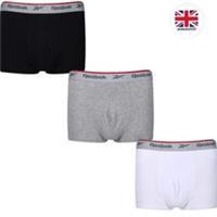 Reebok Mens Trunks Boxer XL 3-Pack Cotton Comfort Breathable Classic Black Grey - XL Regular