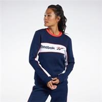 REEBOK Classics Ladies Linear Crew Fleece Jumper Navy Womens Size UK XS 4-6 NEW - XS Regular