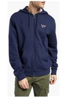REEBOK Men's Classic Vector Full Zip Hooded Jacket Hoodie Navy Size UK XS NEW