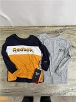 2x Reebok Kids Colour Block Long Sleeve T Shirt Set Navy Grey Toddler 18 Months