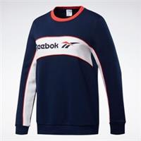 REEBOK Classics Womens Linear Crew Fleece Jumper Navy Ladies Size UK XS 4-6 NEW - XS Petites