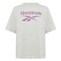REEBOK Womens Logo T-Shirt Ladies Size UK Medium 12-14 Beige NEW