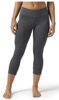 REEBOK LUX 3/4 Gym Leggings Womens Size UK XS 4-6 Grey Heather NEW